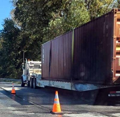Tractor trailer carrying tires damaged by fire in Appomattox