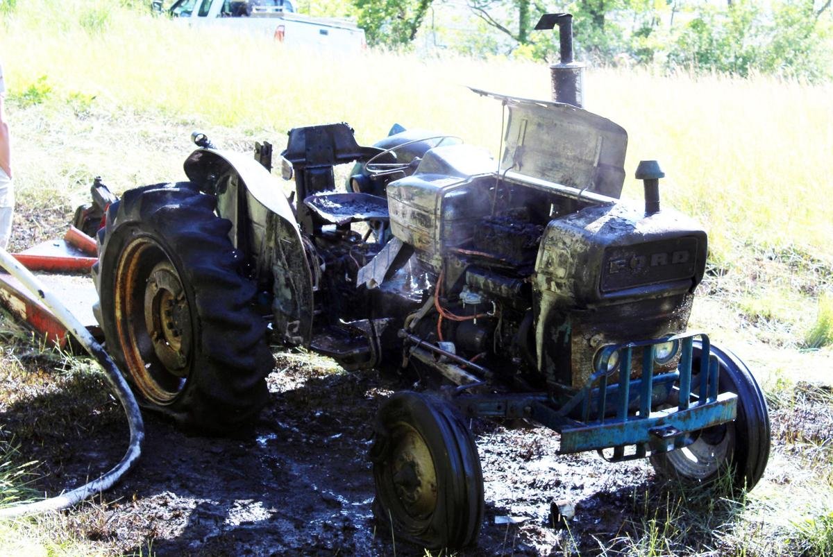 Tractor catches fire in Appomattox County field